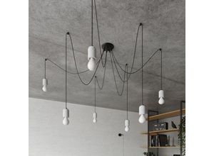 4066989038010 - Pendelleuchte Nelli in Dunkelgrau E27 7-flammig - grey - Famlights