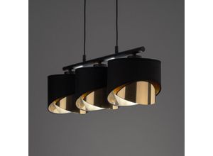 4066989039581 - Pendelleuchte Geeske in Schwarz-matt und Gold E27 3-flammig - black - Famlights