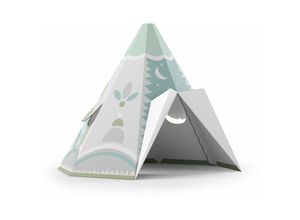 4067137048721 - Spielhaus xxl 132 x 122 x 155 m aus Pappe Pappspielhaus Karton Haus - Tipi Ethno Muster Türkis - Foldzilla