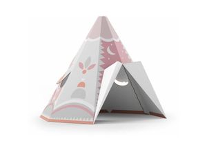 4067137048738 - Spielhaus xxl 132 x 122 x 155 m aus Pappe Pappspielhaus Karton Haus - Tipi Ethno Muster Rosa - Foldzilla