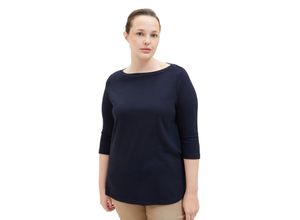 4067261046273 - TOM TAILOR Damen Plus - Langarmshirt mit U-Boot-Ausschnitt blau Gr 48