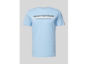 4067261188409 - TOM TAILOR DENIM Herren T-Shirt mit Logo Print blau Logo Print Gr S