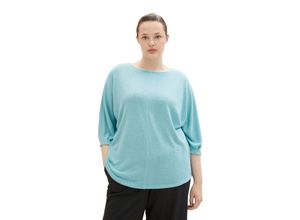 4067261204802 - Große Größen Shirtpullover mit 3 4-langen Fledermausärmeln türkis Gr52