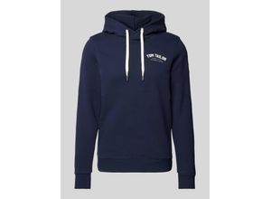 4067261266145 - TOM TAILOR Herren Hoodie mit Logo Print blau Uni Gr XL