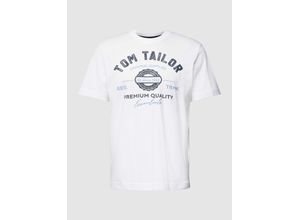 4067261267432 - TOM TAILOR Herren T-Shirt mit Logo Print weiß Logo Print Gr M