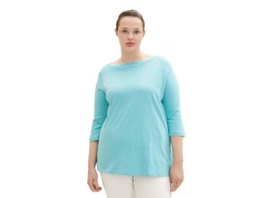 4067261300160 - TOM TAILOR Damen Plus - Langarmshirt mit U-Boot-Ausschnitt blau Melange Optik Gr 46