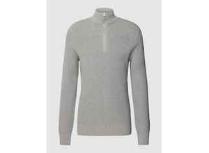 4067261563558 - TOM TAILOR Herren Strickpullover mit Troyer Kragen grau Melange Optik Gr XXL