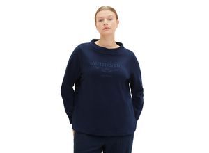 4067261665436 - Große Größen Sweatshirt mit Stehkragen und Stickerei vorn marine Gr52