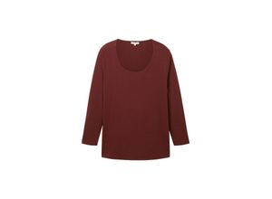 4067261756929 - Große Größen Langarmshirt mit tieferem Rundhalsausschnitt aubergine Gr46