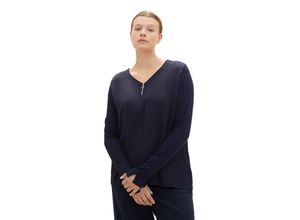 4067261762258 - TOM TAILOR Damen Plus - Langarmshirt mit LENZING(TM) ECOVERO(TM) blau Uni Gr 54