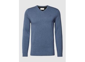 4067261790459 - Regular Fit Strickpullover aus reiner Baumwolle mit V-Ausschnitt