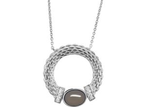 4067377405803 - Kette mit Anhänger FIRETTI Schmuck Geschenk Silber 925 Halsschmuck Halskette Milanaise Halsketten Gr Silber 925 (Sterlingsilber) Länge 45 cm Breite 13 mm grau (silberfarben grau kristallweiß) Damen mit Zirkonia (synth)