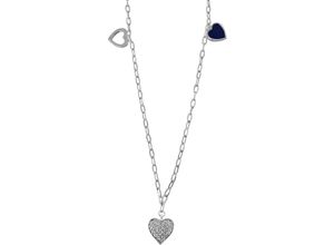 4067377422817 - Kette mit Anhänger FIRETTI Schmuck Geschenk Silber 925 Halsschmuck Halskette Herz Halsketten Gr Silber 925 (Sterlingsilber) Länge 45 cm Breite 21 mm blau (silberfarben blau kristallweiß) Damen mit Zirkonia (synth)