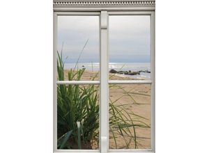 4067437001327 - Leinwandbild QUEENCE Ausblick Bilder Gr B H 20 cm x 30 cm Düne-Gräser-Natur-Meer Hochformat 1 St beige (natur) Leinwandbilder Premium-Leinwandstoff