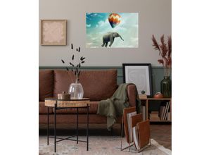 4067437104417 - QUEENCE Wandsticker Balloon Wandtattoos Selbstklebend kinderleichte Anbringung Gr B H T 150 cm x 100 cm x 01 cm Elefant-Elefanten blau Wandtattoos Tiere