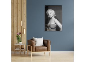 4067437105537 - Acrylglasbild QUEENCE Marilyn Monroe Bilder Gr B H T 50 cm x 70 cm x 04 cm Schwarz-Weiß-Frau-Stars Hochformat grau Acrylglasbilder Fine Art-Print in Galeriequalität