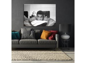 4067437105667 - Acrylglasbild QUEENCE Ali Bilder Gr B H T 90 cm x 60 cm x 04 cm Schwarz-Weiß-Mann-Stars Querformat grau Acrylglasbilder Muhammad Ali Fine Art-Print in Galeriequalität