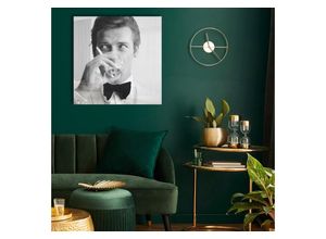 4067437105674 - Acrylglasbild Roger Moore Mann Schwarz-Weiß Stars Fine Art-Print in Galeriequalität grau|schwarz