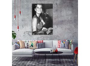 4067437106077 - Acrylglasbild QUEENCE Champagne Bilder Gr B H T 50 cm x 70 cm x 04 cm Schwarz-Weiß-Frau-Stars Hochformat grau Acrylglasbilder Sophia Loren Fine Art-Print in Galeriequalität