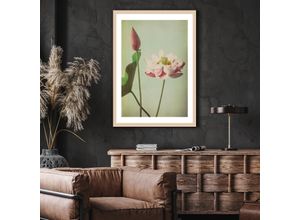 4067437106732 - Bild mit Rahmen QUEENCE Gudrun Bilder Gr B H T 40cm x 50cm x 15cm Blumen-Pflanzen Hochformat grün Premium Rahmenbild