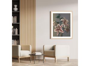 4067437106770 - Bild mit Rahmen QUEENCE Sigrid Bilder Gr B H T 50 cm x 70 cm x 15 cm Blumen-Pflanzen Hochformat grau Bilder mit Rahmen Premium Rahmenbild