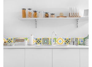 4067437108156 - Fliesenaufkleber QUEENCE Ornamente bunt blau B15cm H15cm T02cm Fliesenaufkleber selbstklebend 12er Set