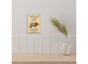 4067437108798 - Alu-Dibond-Druck QUEENCE Bier beige (farbe bild(er) natur) B20cm H30cm T02cm Alu Dibond Bilder Bier Sprüche Werkstatt Schild