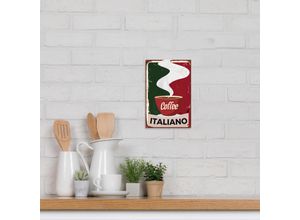 4067437108842 - Alu-Dibond-Druck QUEENCE Coffee Italiano bunt (farbe bild(er) bunt jugendliche) B20cm H30cm T02cm Alu Dibond Bilder Coffee Kaffee Küche Sprüche Schild