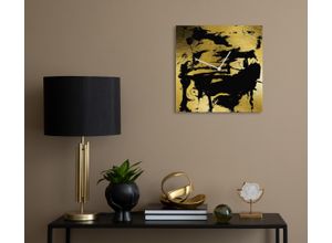 4067437109429 - Wanduhr QUEENCE Abstraktes Muster Blattgold Applikationen schwarz B30cm H2cm T30cm Wanduhren Uhr geräuschlos gold Blattgold handarbeit