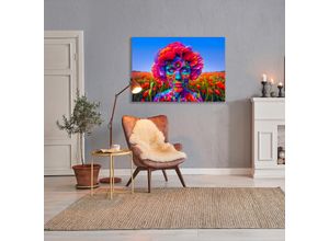 4067437111774 - Acrylglasbild QUEENCE Mohn-Zeit bunt (knallige bunte farben) Bilder B H T 60cm x 40cm x 04cm Fantasy-Frau-Blumen-Blumenbilder-Mann Querformat Acrylglas KI Kunst knallige Farben künstliche Intelligenz bunt B60cm H40cm T04cm