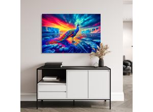 4067437111811 - Acrylglasbild QUEENCE Surrealer Polarzauber bunt (knallige bunte farben) Bilder B H T 60cm x 40cm x 04cm Fantasy-Vögel-Sonnenaufgang Querformat KI Kunst knallige Farben künstliche Intelligenz bunt