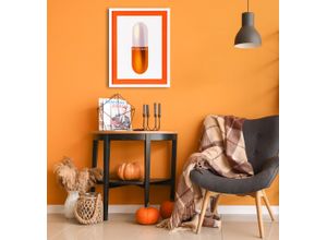 4067437112825 - Bild mit Rahmen QUEENCE Tablette Spruch orange orange (weiß) Bilder B H T 40cm x 50cm x 2cm Hochkant Schriftzug-Schriftzüge Hochformat Acrylglas Holz Poster mit buntem Acrylglas Passepartout B40cm H50cm T2cm