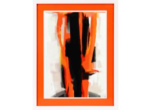 4067437112832 - Bild mit Rahmen QUEENCE Abstrakt schwarz orange Bilder Gr B H T 30cm x 40cm x 2cm Hochkant Abstrakt-Mode-Modebilder Hochformat-Querformat orange Poster mit buntem Acrylglas Passepartout