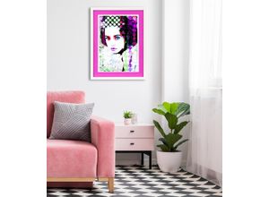 4067437113372 - Bild mit Rahmen QUEENCE Frau Abstrakt Bunt Bilder Gr B H T 30cm x 40cm x 2cm Hochkant Bilder von Frauen-Frau-Gesicht Hochformat pink Poster mit buntem Acrylglas Passepartout