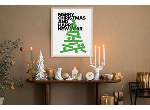 4067437115802 - Bild mit Rahmen QUEENCE Spruch Tannenbaum weiß (farbe rahmen natur farbe bild(er) weiß) B50cm H70cm T15cm Acrylglas Holzrahmen Bilder Premium Rahmenbild liebevolle Handarbeit