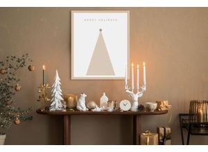 4067437115833 - Bild mit Rahmen QUEENCE Tannenbaum mit Stern weiß (farbe rahmen natur farbe bild(er) weiß) B50cm H70cm T15cm Acrylglas Holzrahmen Bilder Premium Rahmenbild liebevolle Handarbeit