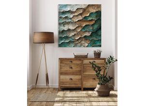 4067437119831 - Acrylglasbild QUEENCE Abstraktes Mosaik blau (farbe bild(er) türkis) B50cm H50cm T04cm Acrylglas Bilder Fine Art-Print in Galeriequalität