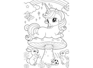 4067437121544 - Bild QUEENCE Einhorn auf Fliegenpilz weiß (farbe bild(er) weiß) B60cm H90cm T04cm Alu Dibond Bilder DIY Wandbild aus Dibond