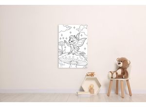 4067437121889 - Bild QUEENCE Elfe auf Fliegenpilz weiß (farbe bild(er) weiß) B40cm H60cm T04cm Alu Dibond Bilder DIY Wandbild aus Dibond