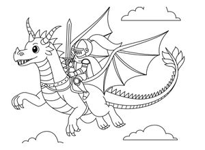 4067437121988 - Bild QUEENCE Fliegender Drache & Ritter weiß (farbe bild(er) weiß) B60cm H40cm T04cm Alu Dibond Bilder DIY Wandbild aus Dibond