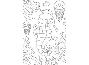 4067437122107 - Bild QUEENCE Seepferdchen und Quallen weiß (farbe bild(er) weiß) B40cm H60cm T04cm Alu Dibond Bilder DIY Wandbild aus Dibond