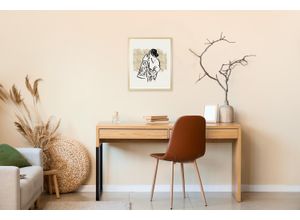 4067437128499 - Bild mit Rahmen SOLIVER Lazy Girl beige (farbe rahmen beige natur farbe bild(er) beigeschwa) B30cm H40cm T15cm Holz Plexiglas Bilder HD Premium Posterdruck mit Echtholzrahmen