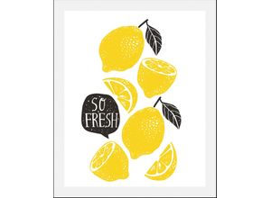 4067437333657 - Bild QUEENCE Enrico Bilder Gr B H 50 cm x 70 cm Wandbild Hochformat 1 St gelb Kunstdrucke gerahmt