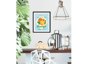 4067437333954 - Bild QUEENCE Florida Orange Bilder Gr B H 50 cm x 70 cm Wandbild Hochformat 1 St bunt (orange gelb blau) Kunstdrucke gerahmt