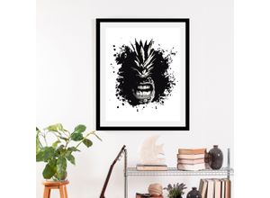 4067437335484 - Bild QUEENCE Angry Pineapple Bilder Gr B H 50 cm x 70 cm Wandbild Hochformat 1 St schwarz Kunstdrucke gerahmt