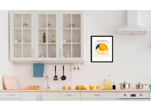 4067437335637 - Bild QUEENCE Santorini Bilder Gr B H 50 cm x 70 cm Wandbild Hochformat 1 St gelb (gelb orange) Kunstdrucke gerahmt