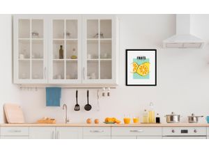 4067437335729 - Bild QUEENCE Fresh Fruits Bilder Gr B H 50 cm x 70 cm Wandbild Hochformat 1 St gelb (gelb blau) Kunstdrucke gerahmt