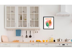 4067437335750 - Bild QUEENCE Paris Bilder Gr B H 50 cm x 70 cm Wandbild Hochformat 1 St bunt (rosa orange grün) Kunstdrucke gerahmt