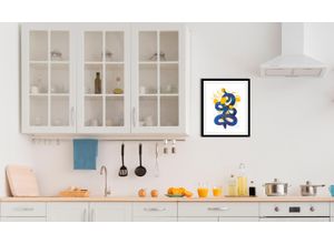 4067437336382 - Bild QUEENCE Lemon Snake Bilder Gr B H 50 cm x 70 cm Wandbild Hochformat 1 St gelb (gelb blau) Kunstdrucke gerahmt