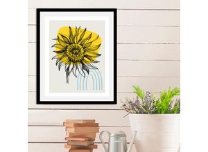 4067437336719 - Bild QUEENCE Sunny Bilder Gr B H 50 cm x 70 cm Wandbild Blumen Hochformat 1 St bunt (blau schwarz gelb) Kunstdrucke gerahmt